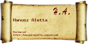 Hanusz Aletta névjegykártya